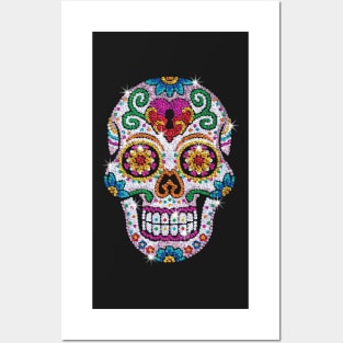 Diamond Bling Shiny Sugar Skull Diamond Skull Posters and Art